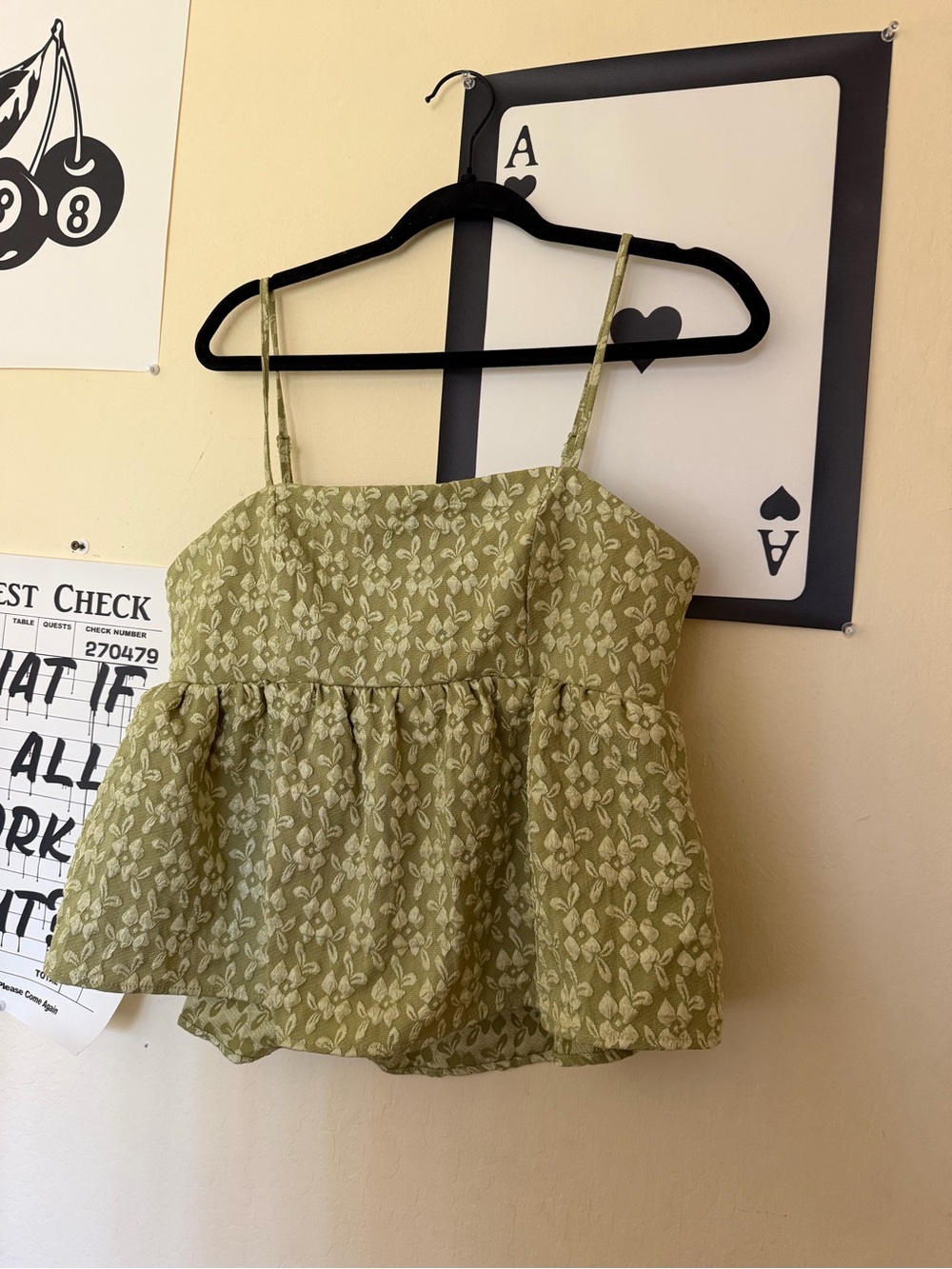Green Floral Peplum Cami Top